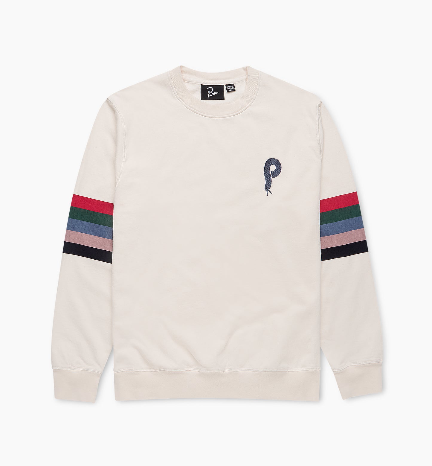 By Parra Bird Face Font Sleeve Stripe Sweatshirt