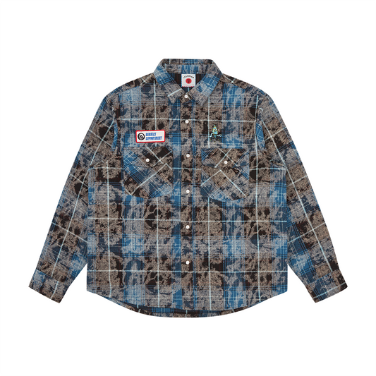 ICECREAM Acid Wash Check Shirt