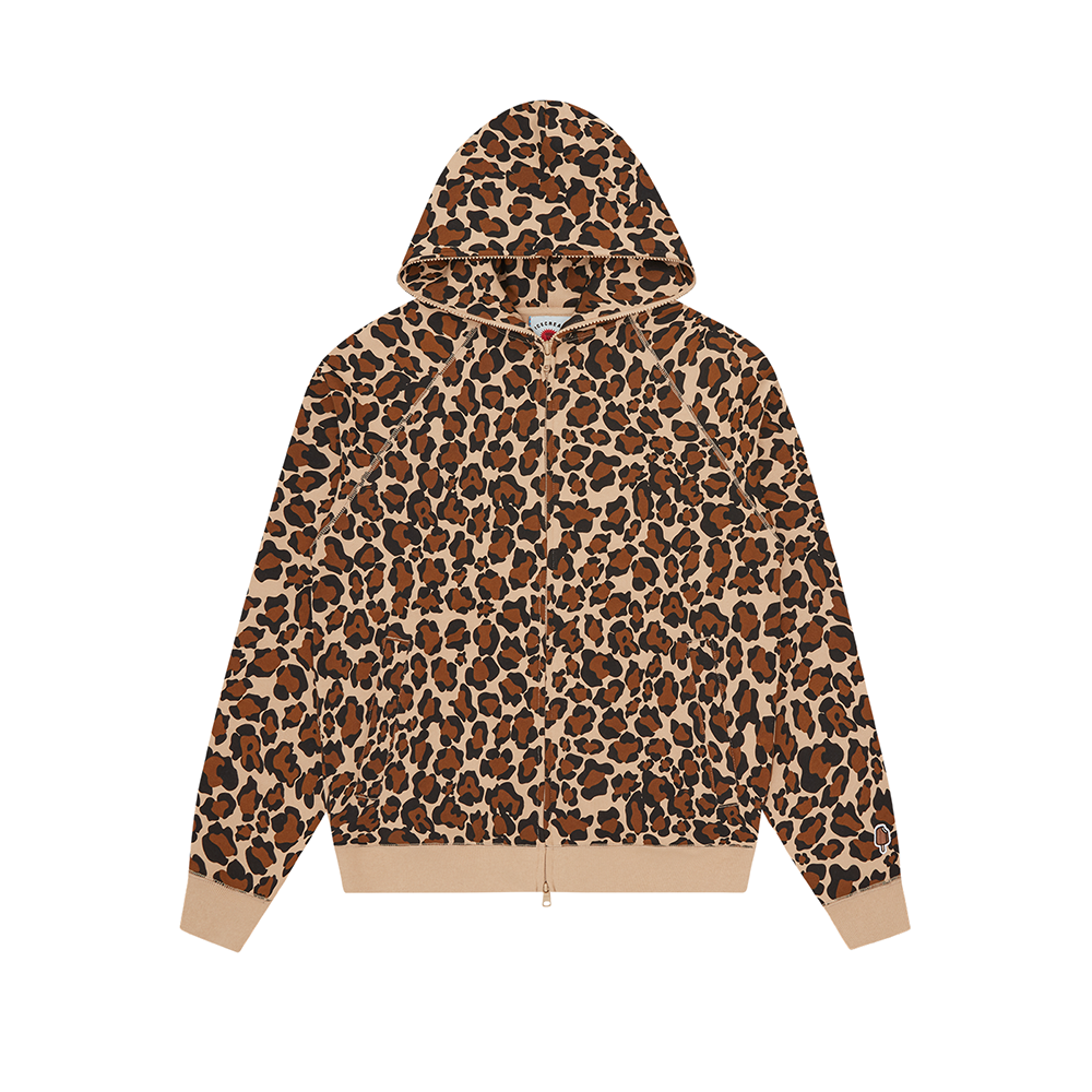 ICECREAM Leopard Print Zip Thru Hood