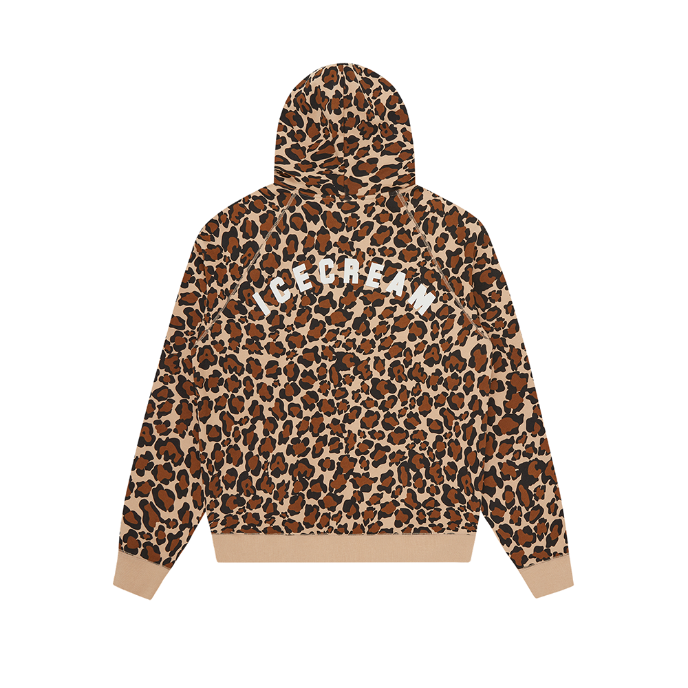 ICECREAM Leopard Print Zip Thru Hood